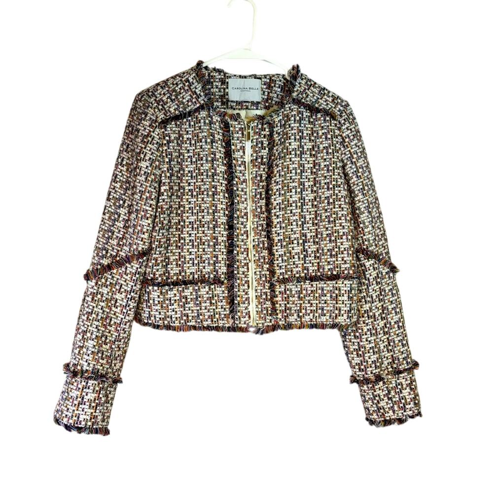 Carolina Belle Tweed Zip-up Jacket Size XS C2